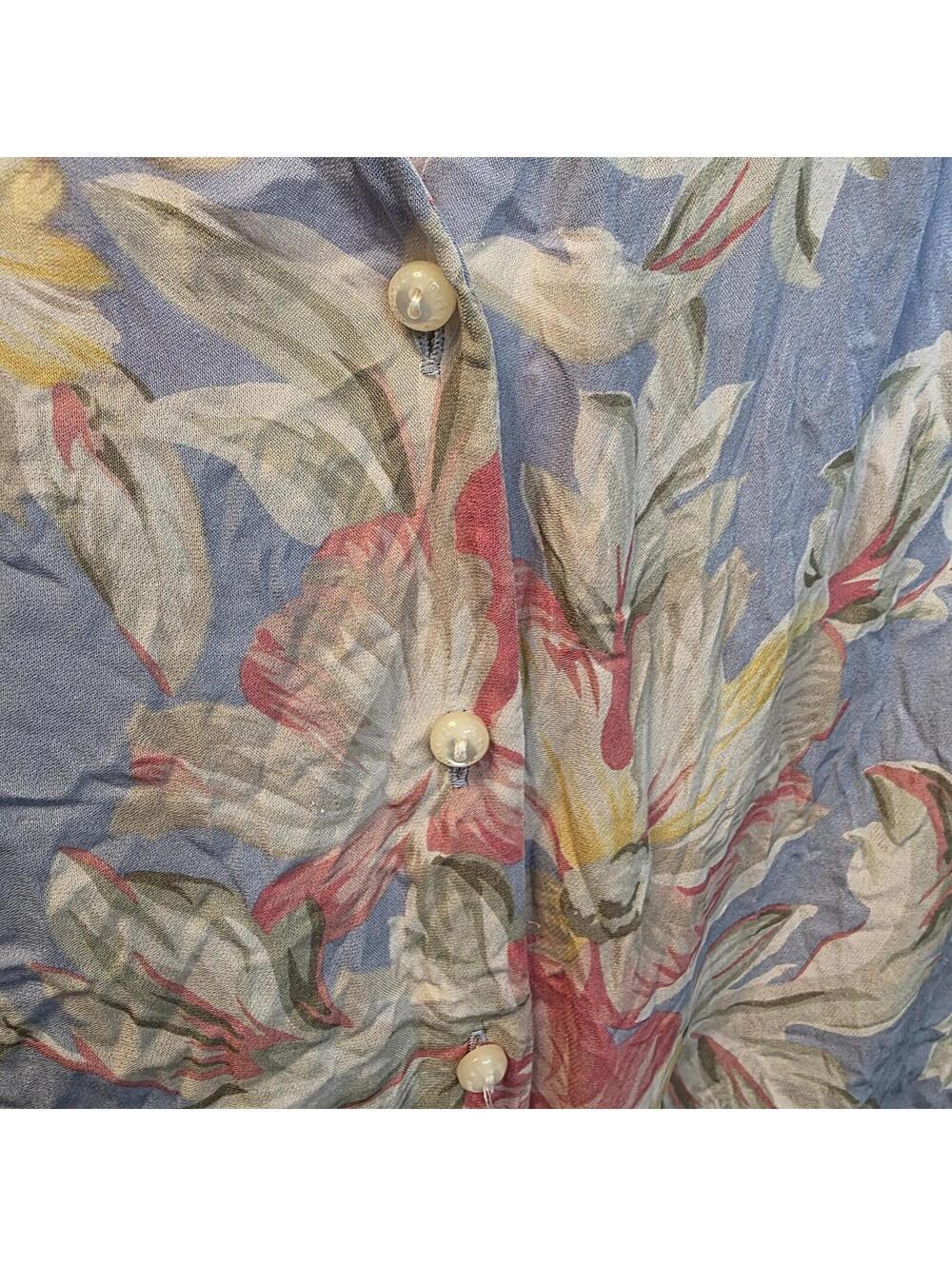 Jones New York Signature Women's 100% Silk Floral Button Front Blouse Size M - Picture 3 of 6